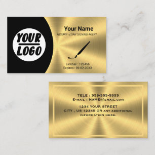 Certified Notary Signing Agent Black & Gold - logo Business Card