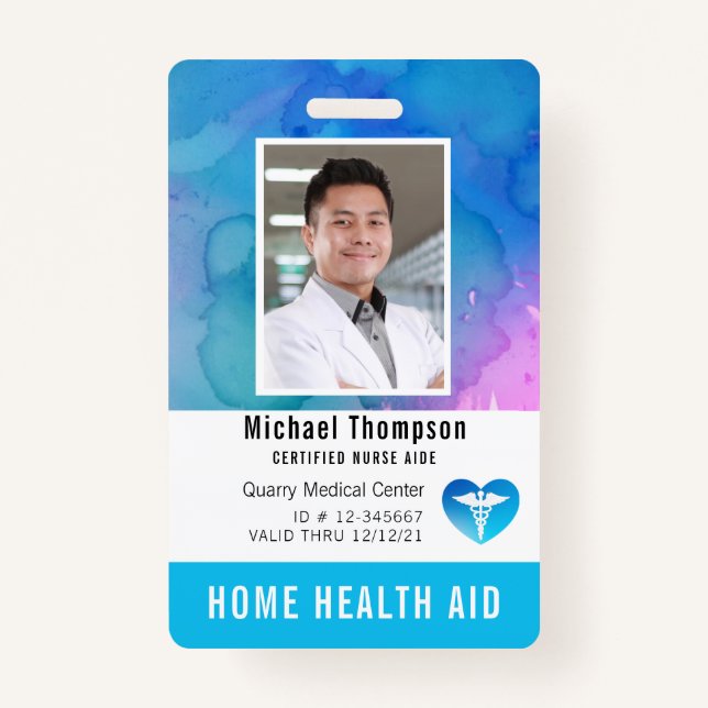 Certified Nurse Aide, Home Health Aide Photo ID Badge (Front)