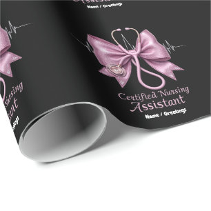 Certified Nursing Assistant CNA Coquette Bow Wrapping Paper