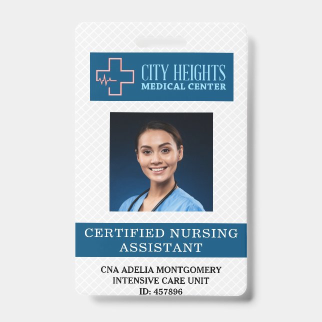 Certified Nursing Assistant CNA Name Photo ID Logo Badge (Front)