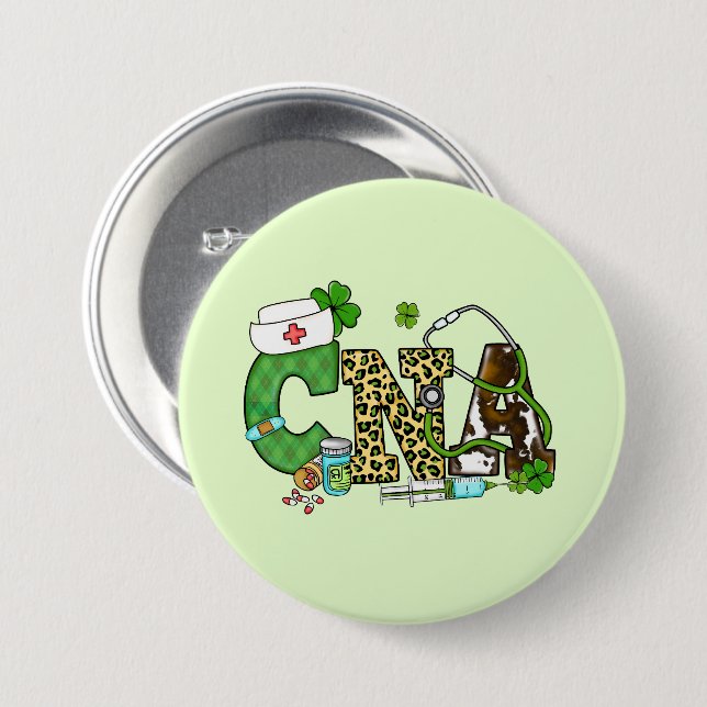 Certified Nursing Assistant St. Patrick's 3 Inch Round Button (Front & Back)