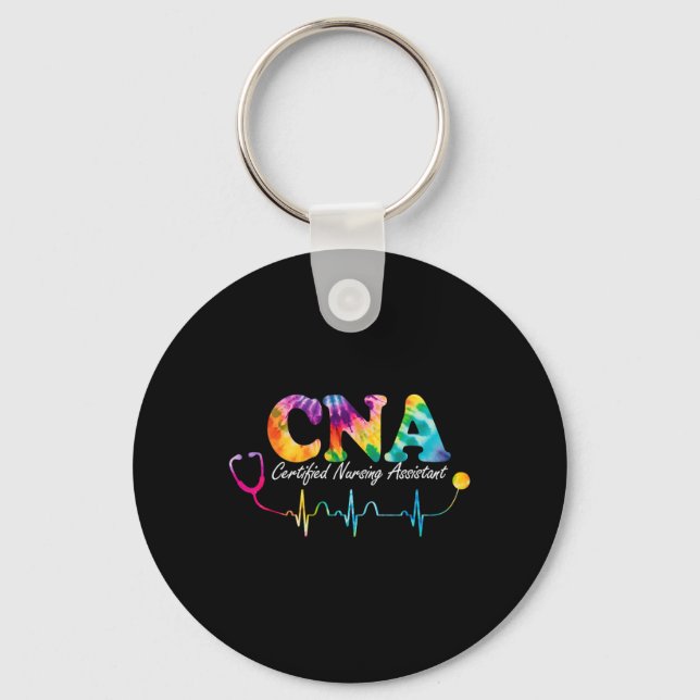 Certified Nursing Istant Tie Dye Cna Nurse  Keychain (Front)