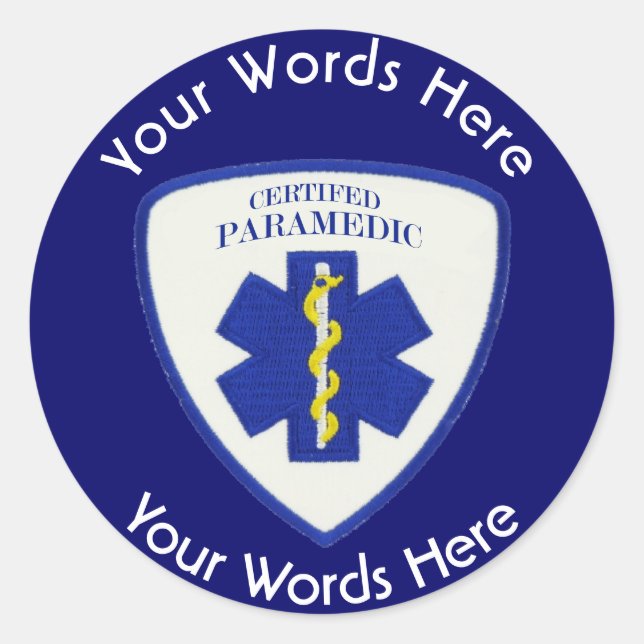 Certified Paramedic Star Of Life Shield Classic Round Sticker (Front)
