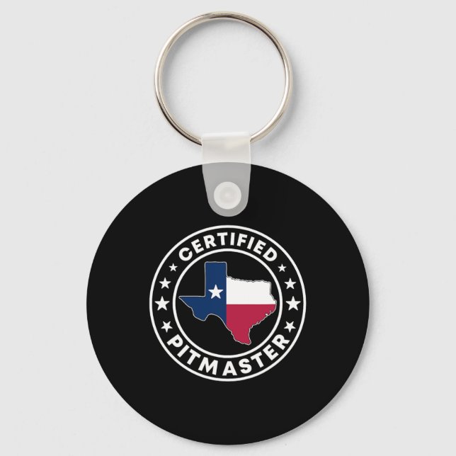 Certified Pitmaster Texan Bbq Grilling Texas Byrbe Keychain (Front)