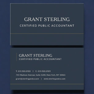 Certified Public Accountant Navy Blue Professional Business Card