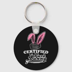 Certified Puck Bunny Funny Ice Hockey Slang Quote Keychain