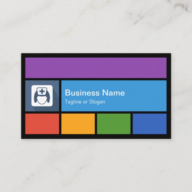 Certified Registered Nurse Colourful Tiles Creativ Business Card (Front)