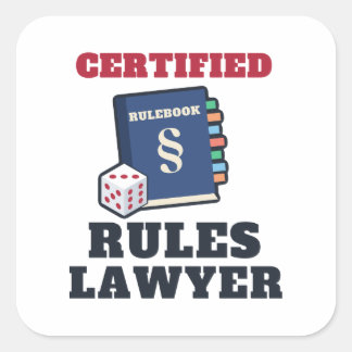 Certified Rules Lawyer Funny Tabletop Gamer Square Sticker
