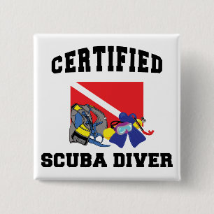 Certified SCUBA Diver 2 Inch Square Button