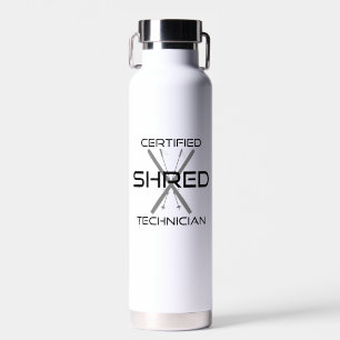 Certified Shred Technician Skiing Water Bottle