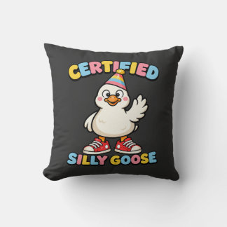 Certified Silly Goose Cute Cartoon Goose Funny Throw Pillow