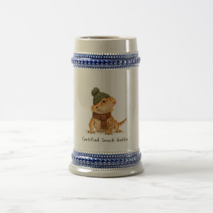 Certified Snack Goblin Bearded Dragon Art Beer Stein