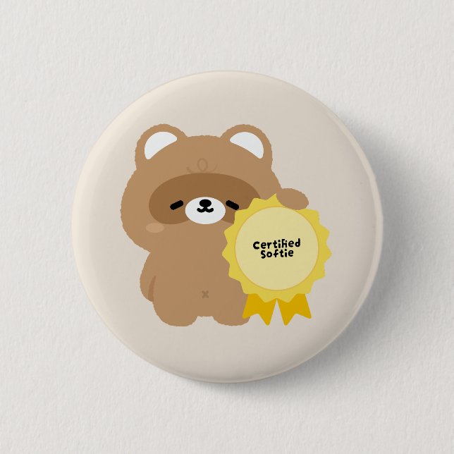 Certified Softie Beaver 2 Inch Round Button (Front)
