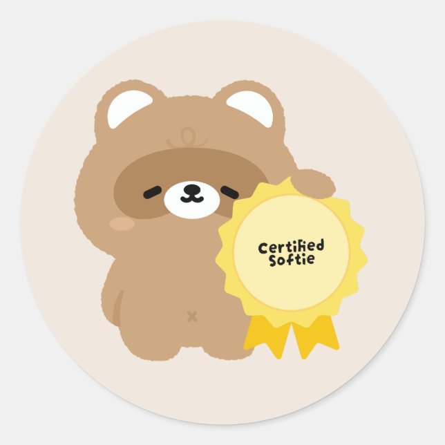 Certified Softie Beaver Classic Round Sticker (Front)