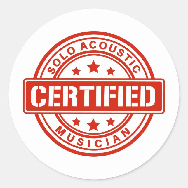 Certified Solo Acoustic Musician Emblem Sticker (Front)