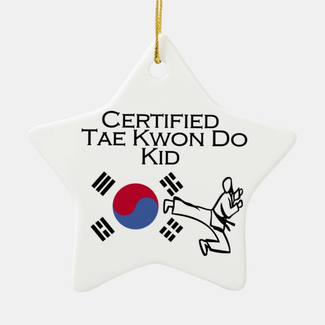 Certified Tae Kwon Do Kid Ceramic Ornament (Front)