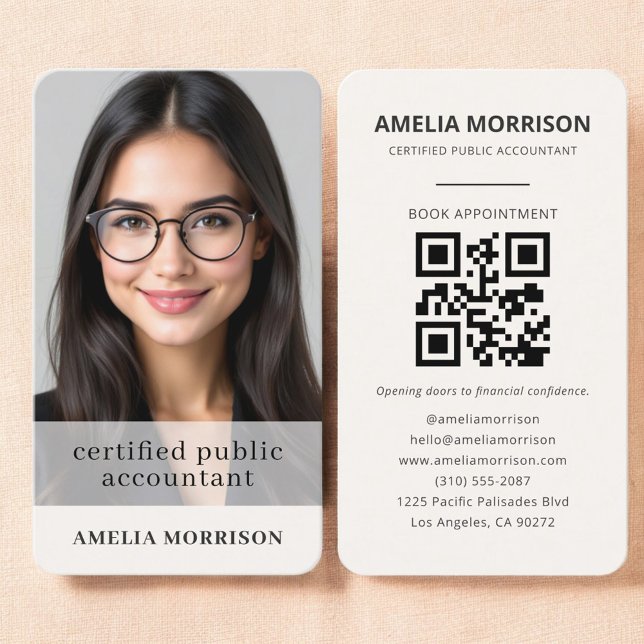 Certified Tax Accountant Modern Photo Business Card (Creator Uploaded)