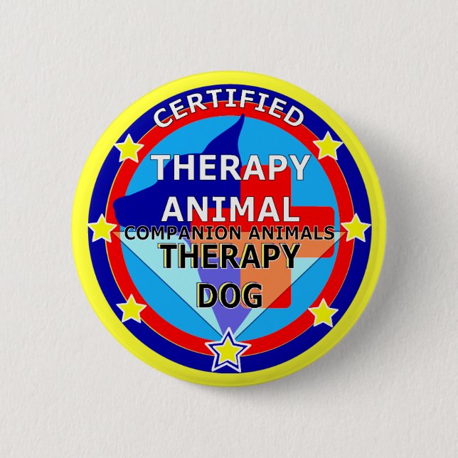 CERTIFIED THERAPY ANIMAL - THERAPY DOG 2 INCH ROUND BUTTON (Front)