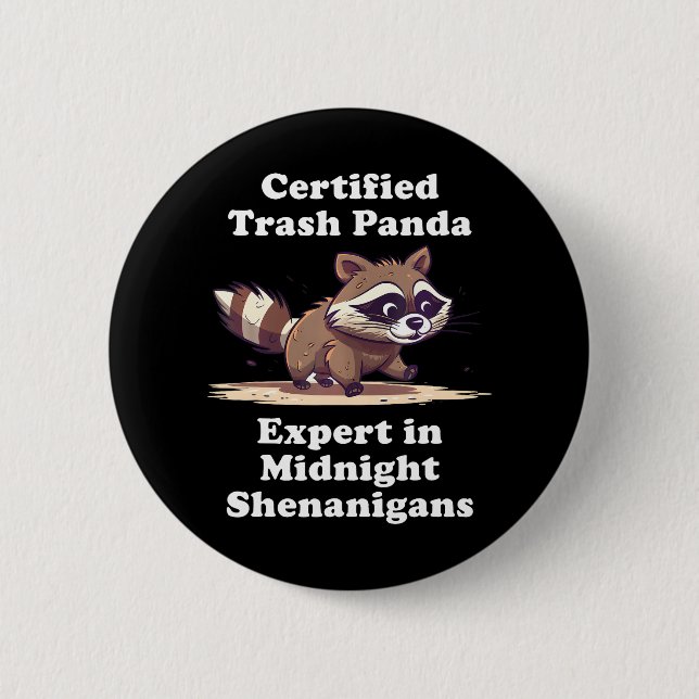 Certified Trash Panda Funny Cute Kawaii Raccoon 2 Inch Round Button (Front)