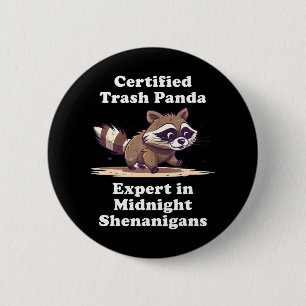 Certified Trash Panda Funny Cute Kawaii Raccoon 2 Inch Round Button