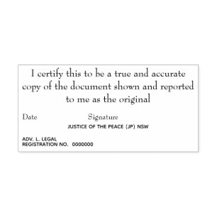 Certified true copy of original Justice of Peace Self-inking Stamp