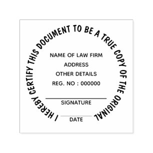 Certified true copy of original   round self-inking stamp