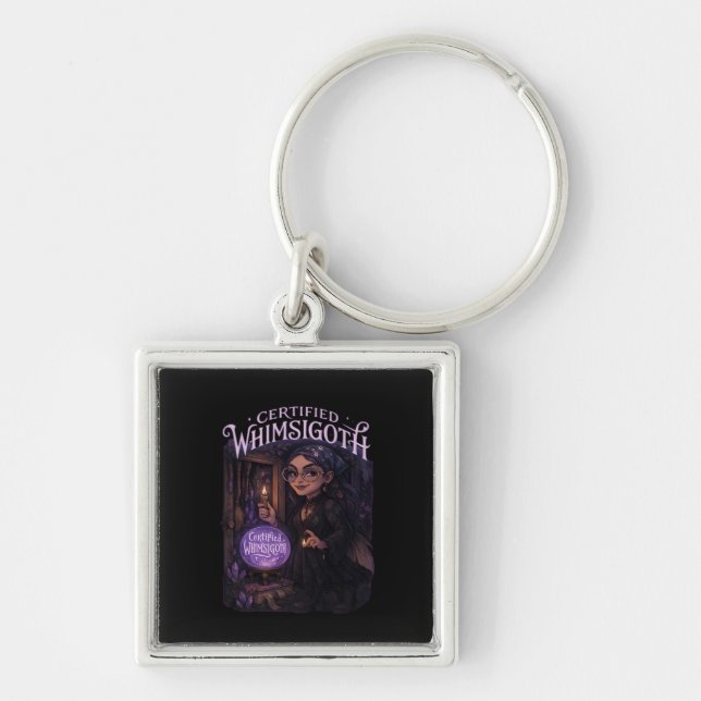 Certified Whimsigoth Witch Broom Closet Classic Keychain (Front)