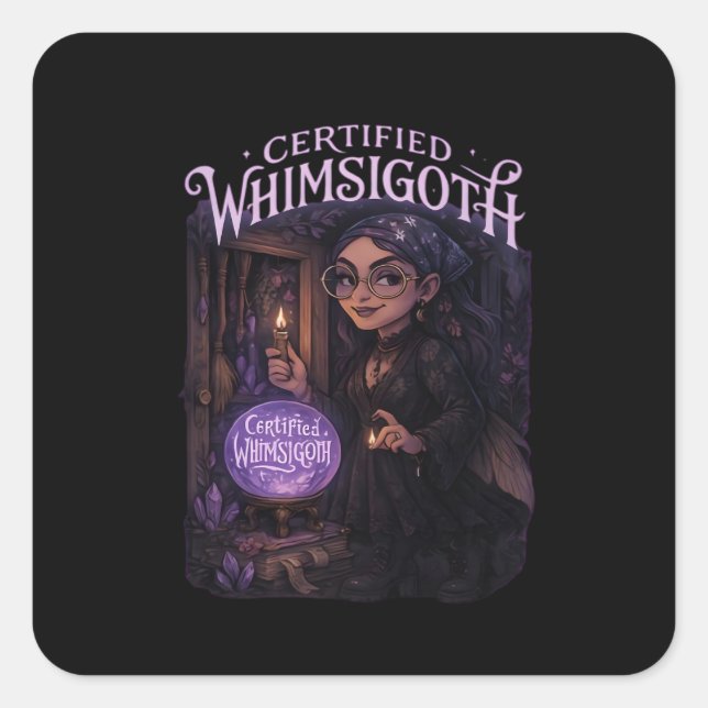 Certified Whimsigoth Witch Broom Closet Classic Square Sticker (Front)