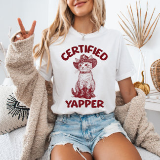 Certified Yapper Cowboy Cat Funny Meme Vintage T-Shirt