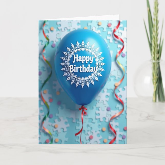 Cerulean Balloon Birthday Card (Front)