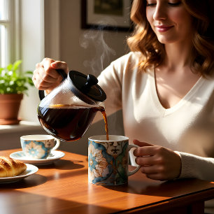 Cerulean Bloom Tapestry Coffee Mug