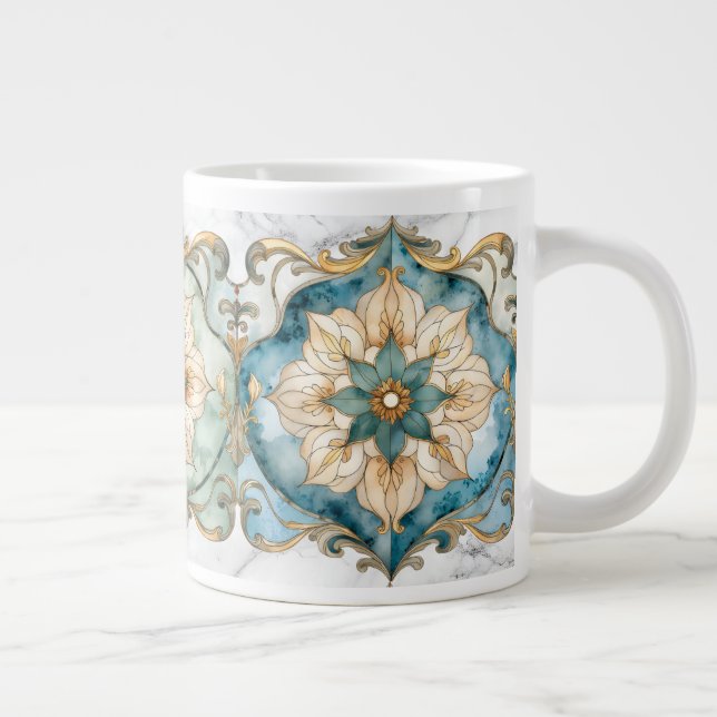 Cerulean Bloom Tapestry Giant Coffee Mug (Right)
