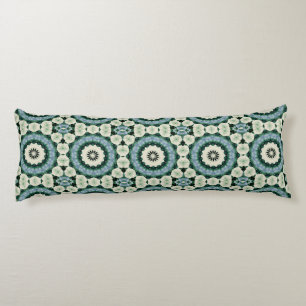 Cerulean Blue and Jungle Green Tiled Pattern Body Pillow