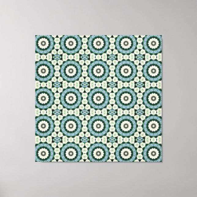 Cerulean Blue and Jungle Green Tiled Pattern Canvas Print (Front)
