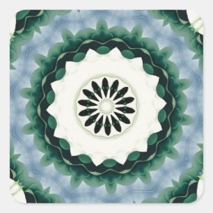 Cerulean Blue and Sacramento Green Mandala Square Sticker