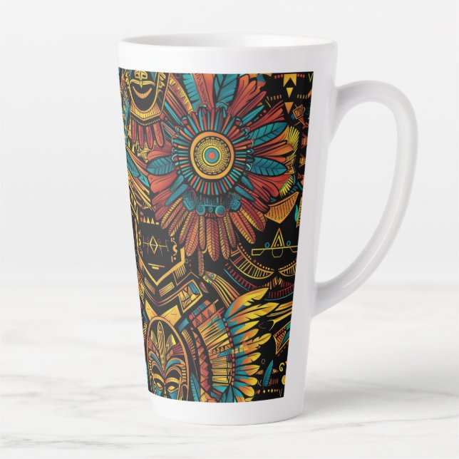 Cerulean Blue "Aztec Dream" Tall Latte Mug (Droite)