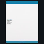 Cerulean Blue Bars Letterhead<br><div class="desc">A classic cerulean blue bars letterhead, available in 5 paper types. The design features your company name (in cerulean blue) and company message (in black) at the top, followed by lines of optional addresses and contact information (in grey), all nestled between two cerulean blue bars of different heights at the...</div>