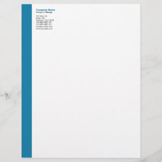 Cerulean Blue Left Sidebar Letterhead