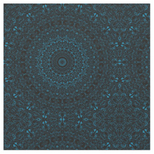 Cerulean Blue Mandala with Ornamental Symmetry Fabric
