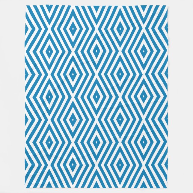 Cerulean Blue Moods Diamond Chevrons Fleece Blanket (Front)