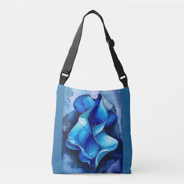 Cerulean Flow Abstract  Crossbody Bag (Front)