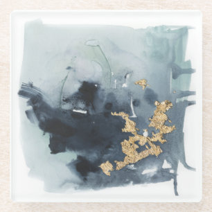 Cerulean & Gold Glass Coaster