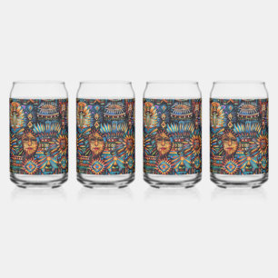 Cerulean "Pre-Columbian Tapestry" 16oz Glass Tumbl