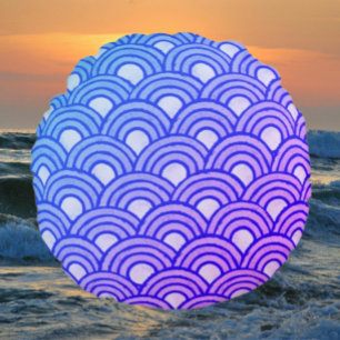 Cerulean Scales Gradient Round Pillow