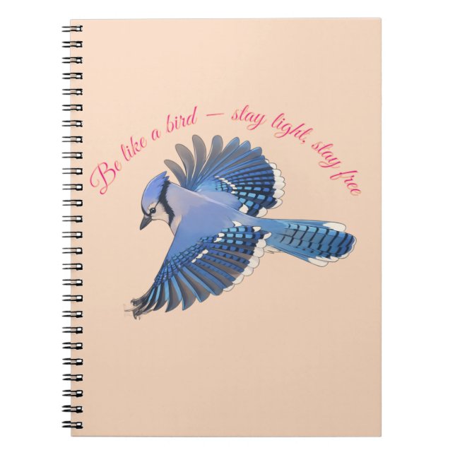 Cerulean Soar: Detailed Blue Jay in Flight Notebook (Front)