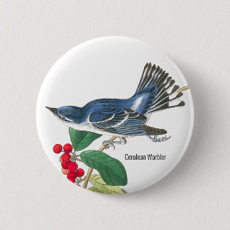 Cerulean Warbler by Audubon, Birder Fashion Wear,, 2 Inch Round Button