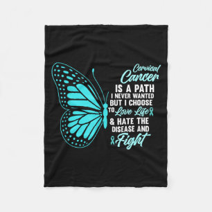 Cervical Cancer Awareness Butterfly Quote Suprt Fleece Blanket