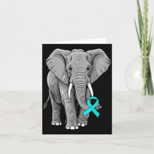 Cervical Cancer Awareness Elephant Ribbon Teal Men Card