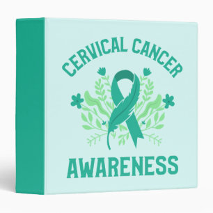 Cervical Cancer Awareness Floral Teal Ribbon Binder