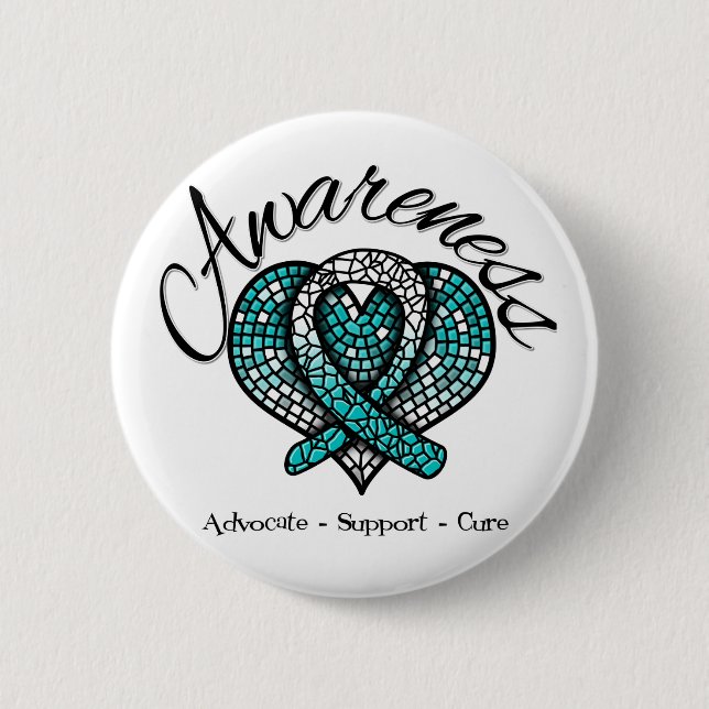 Cervical Cancer Awareness Mosaic Heart 2 Inch Round Button (Front)